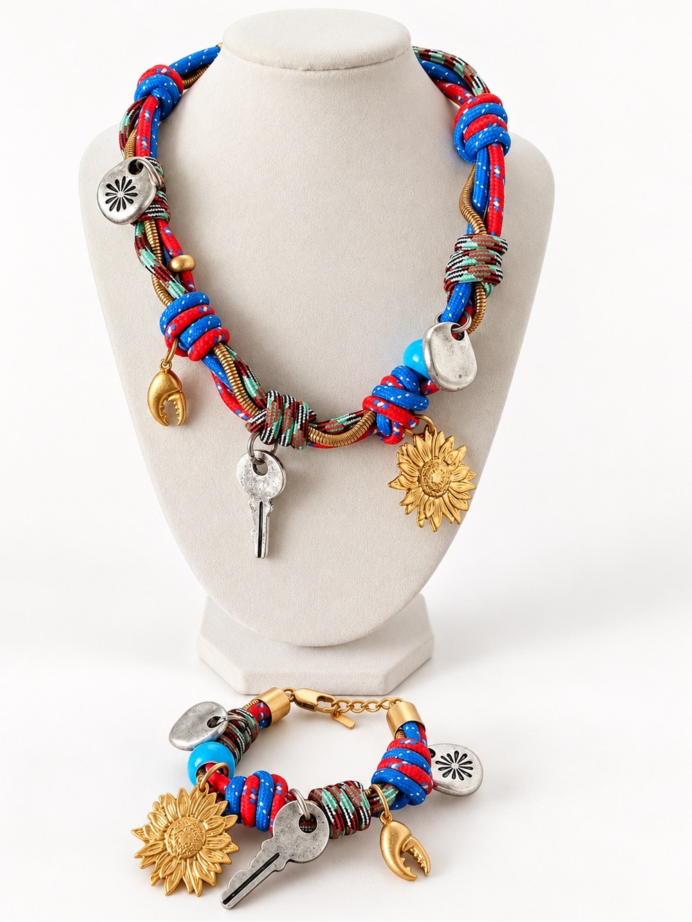 A ZARA Statement Charm Necklace & Bracelet Set – Never Worn